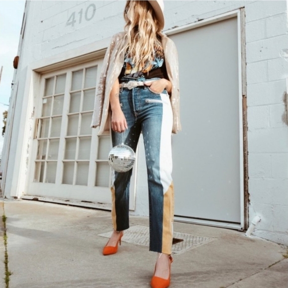 Levi's Denim - LEVIS 501 Straight Colorblock Moto Jeans